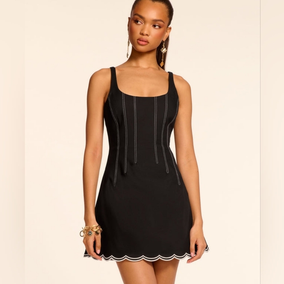 Ramy Brook Adriana Sleeveless Scalloped Mini Dress